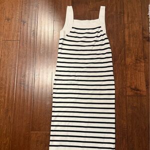 Loft Black and White Striped Knit Dress
